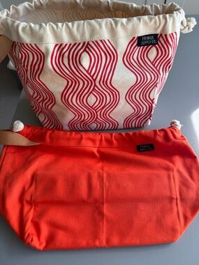 Set of two canvas knitting project bags